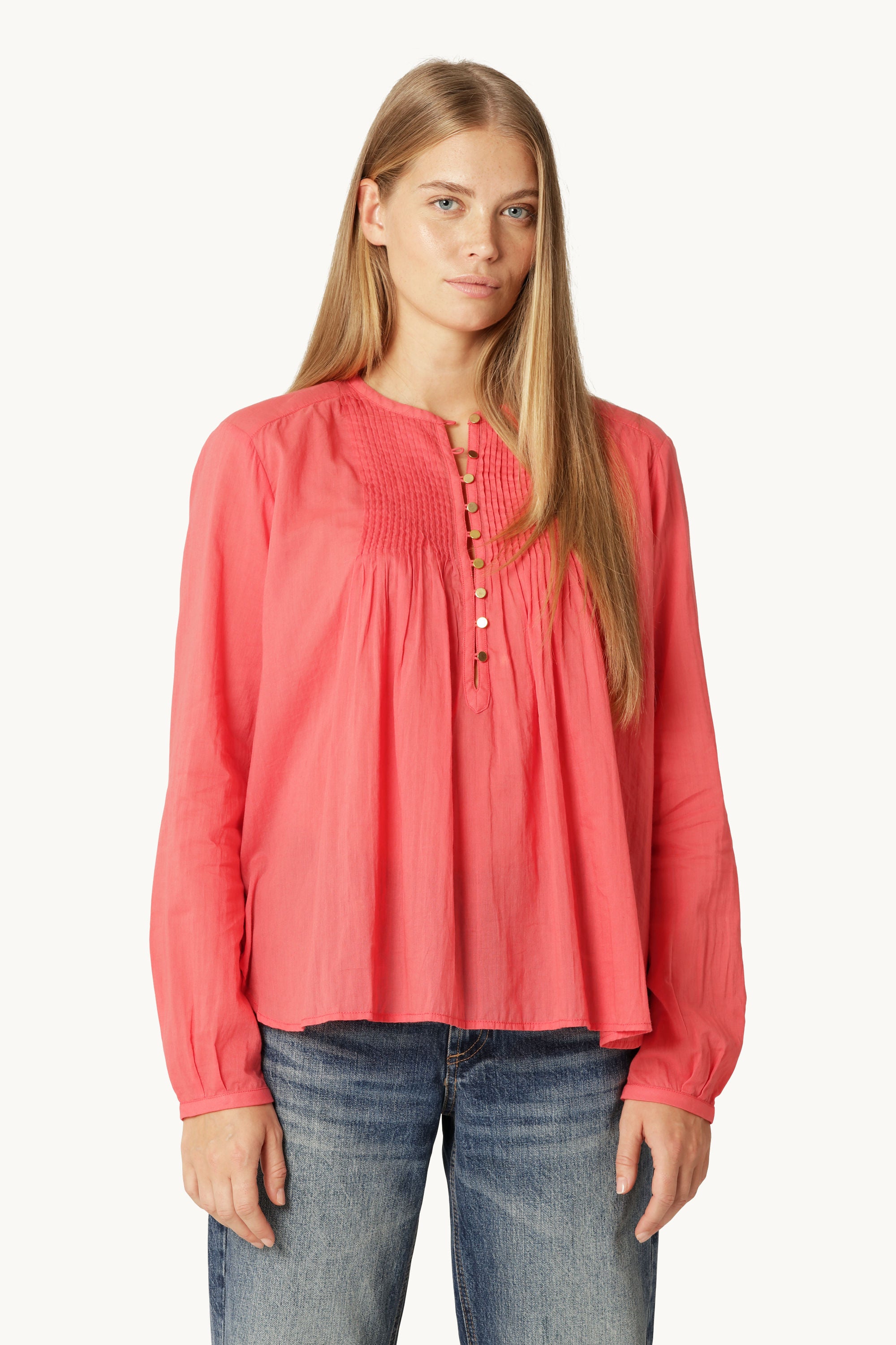 Skjorte med Lange Ermer - Spiced Coral