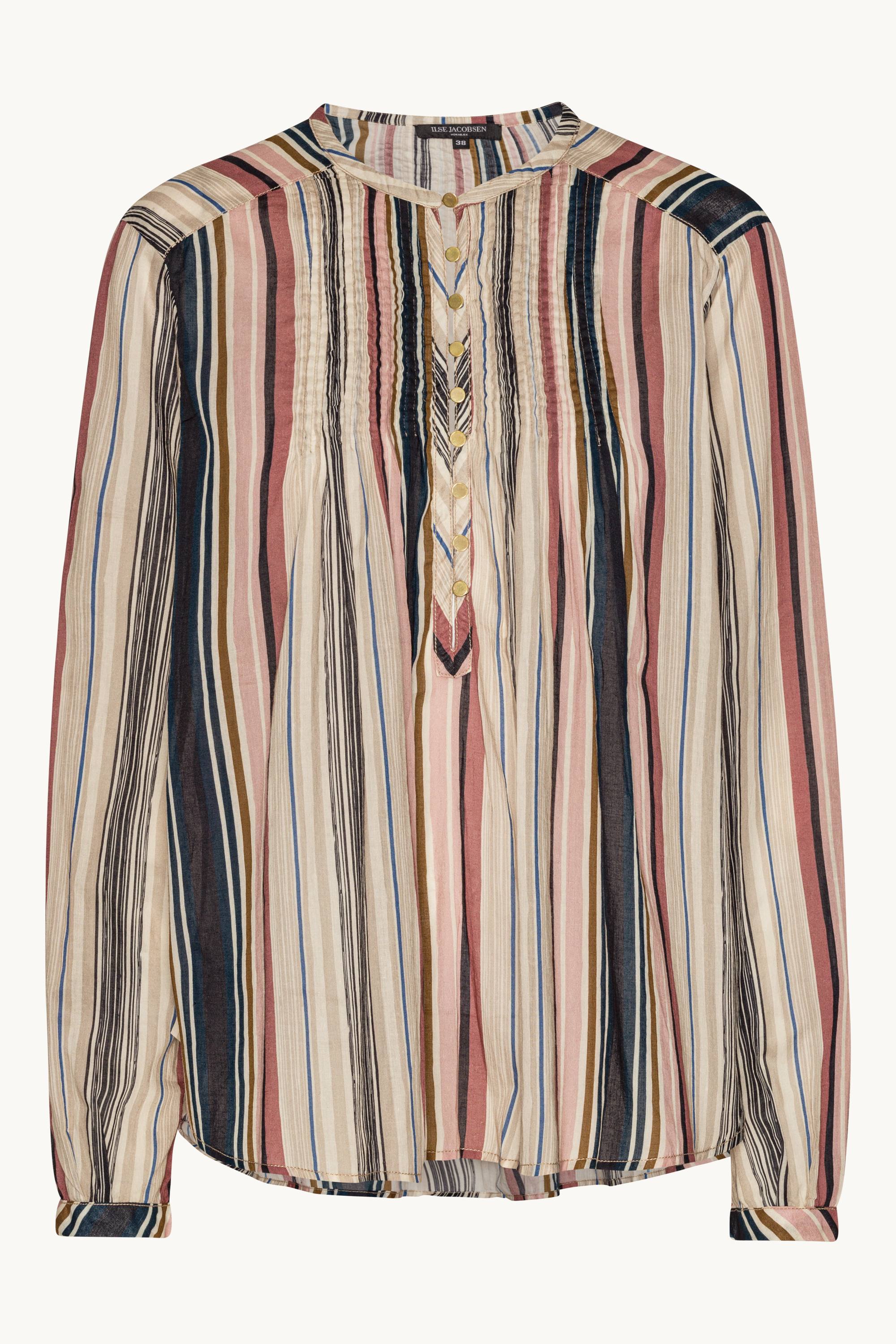 Skjorte med Lange Ermer Pintuck - Beige Organic Stripe