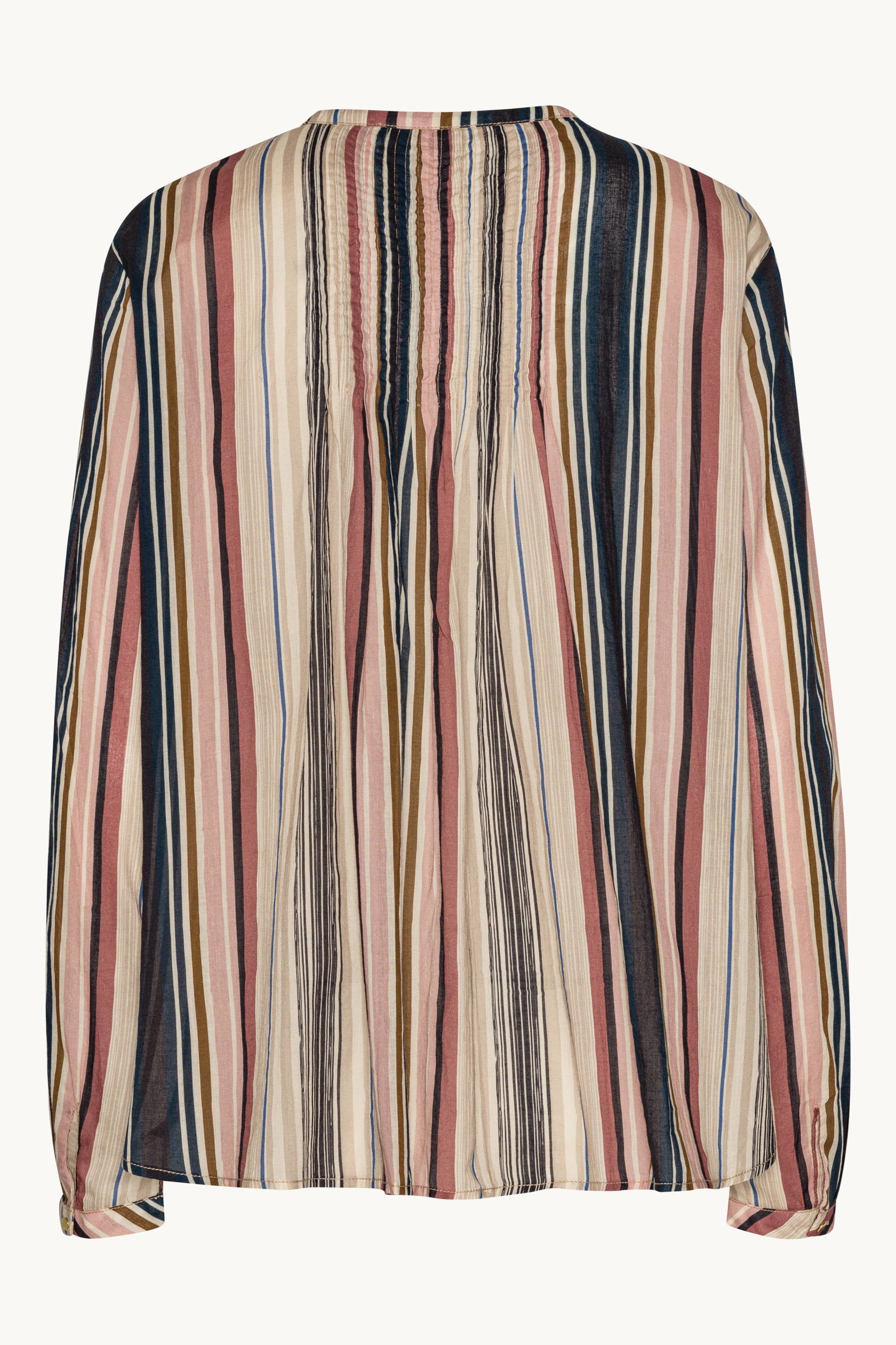 Skjorte med Lange Ermer Pintuck - Beige Organic Stripe