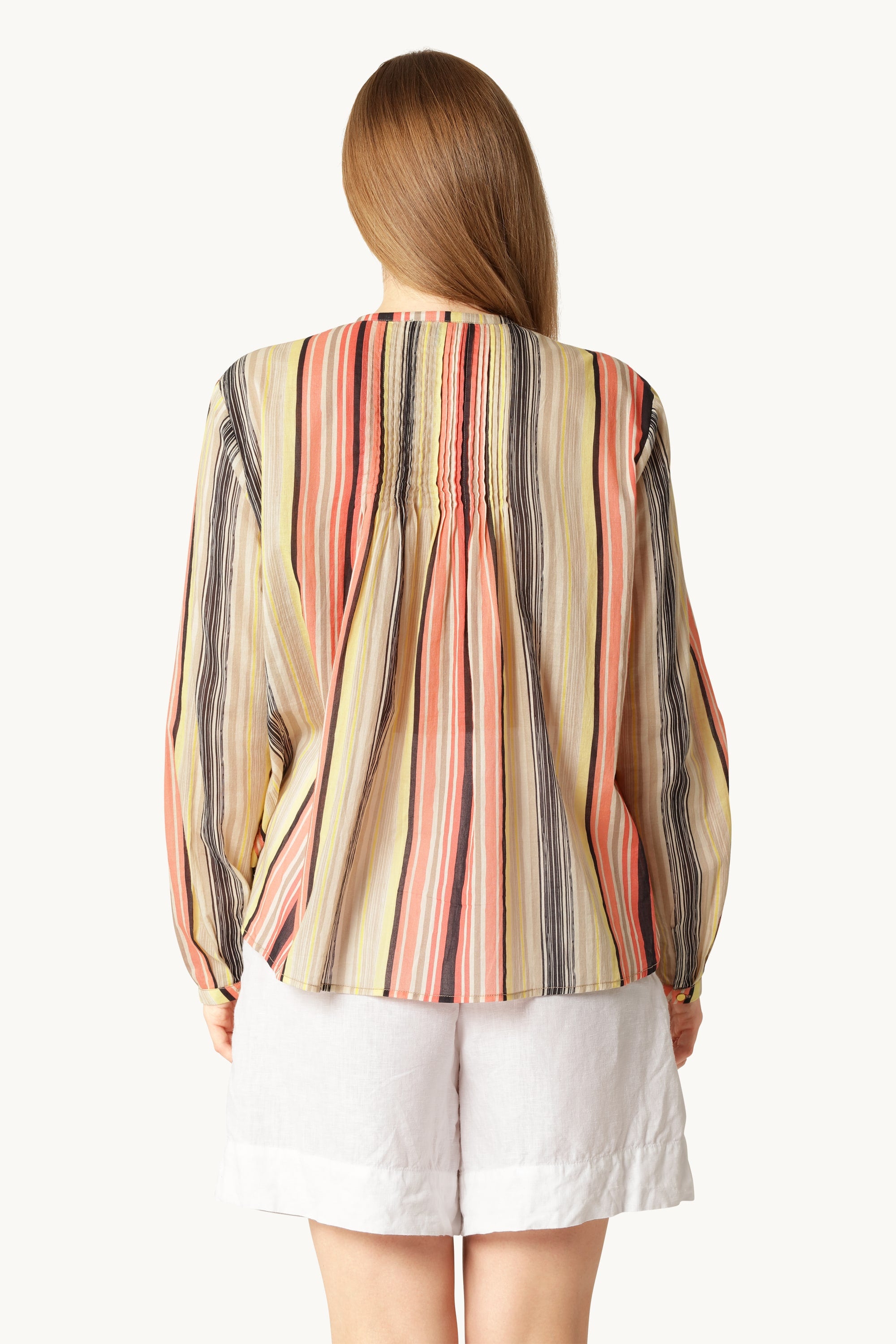 Skjorte med Lange Ermer Pintuck - Red Organic Stripe