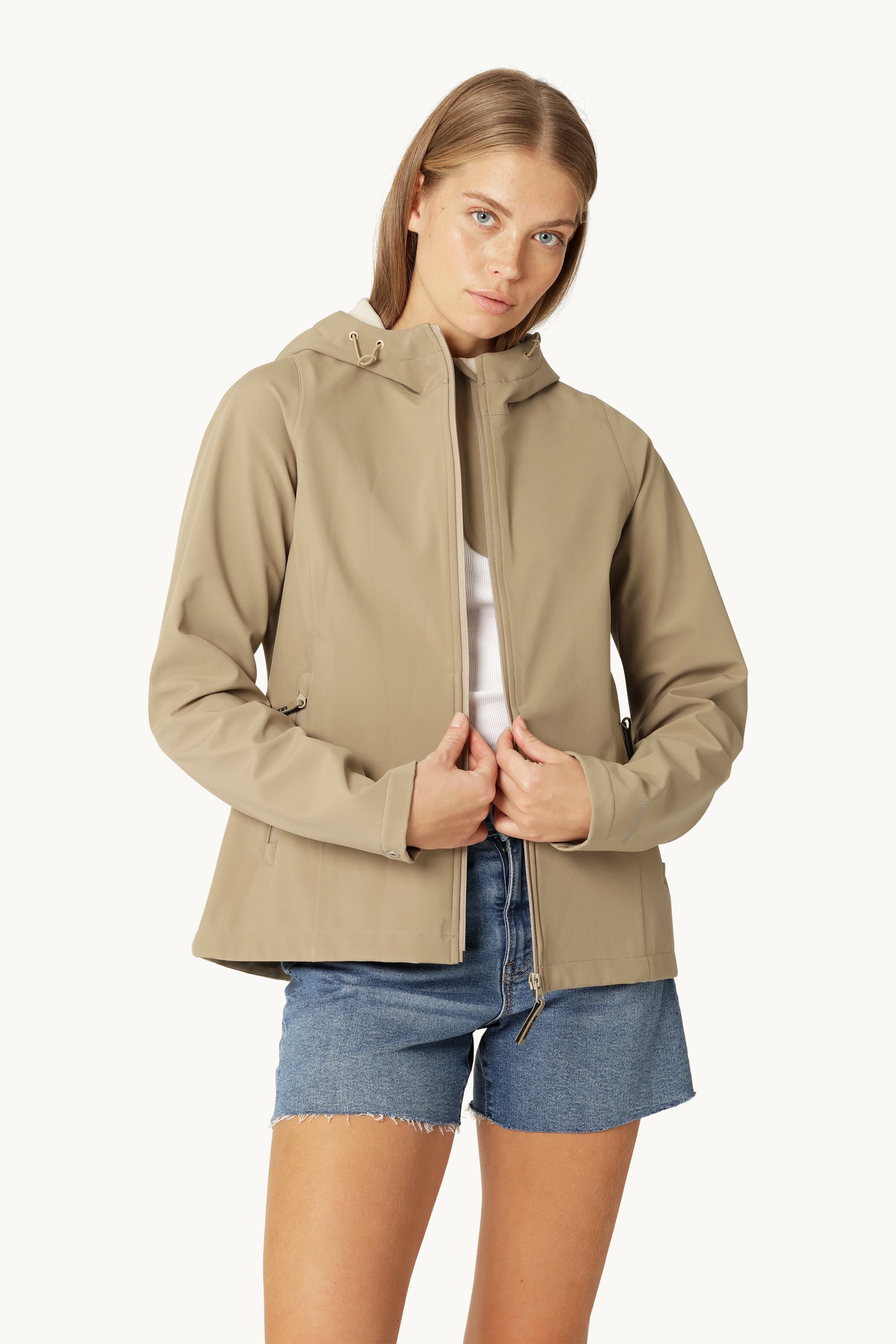 Kort Softshell Regnjakke - Greige