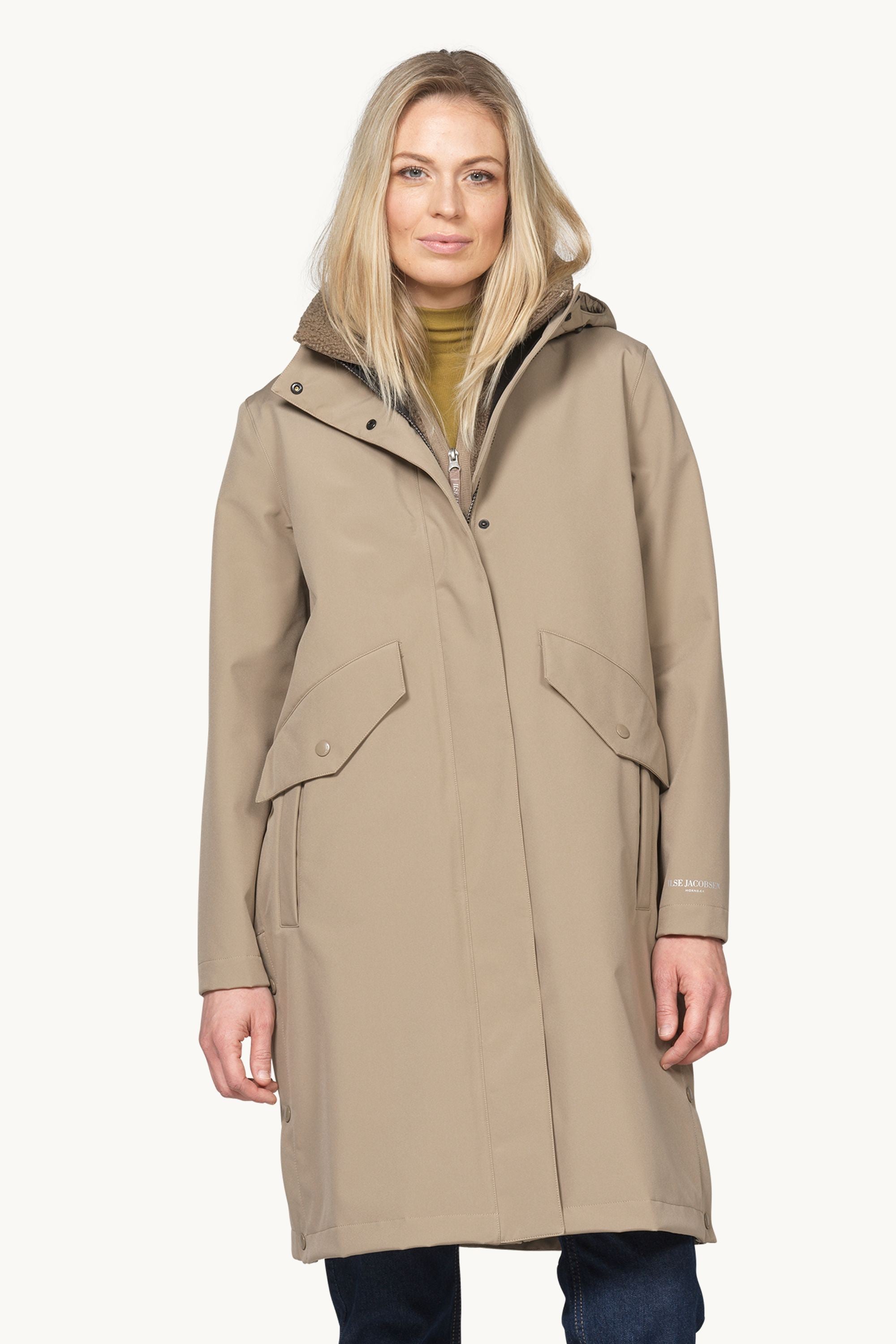Long Softshell Raincoat - Greige