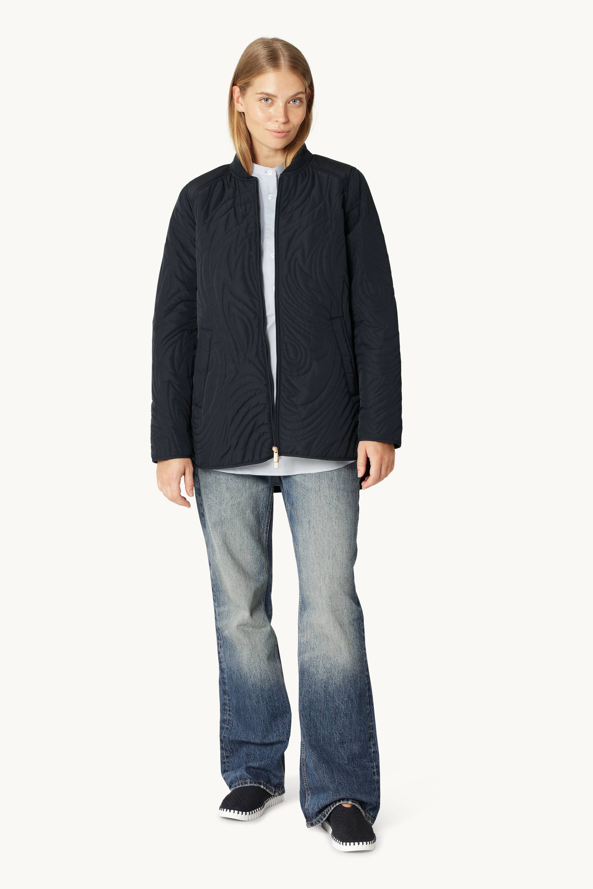 Kort Quiltet Jakke - Dark Indigo