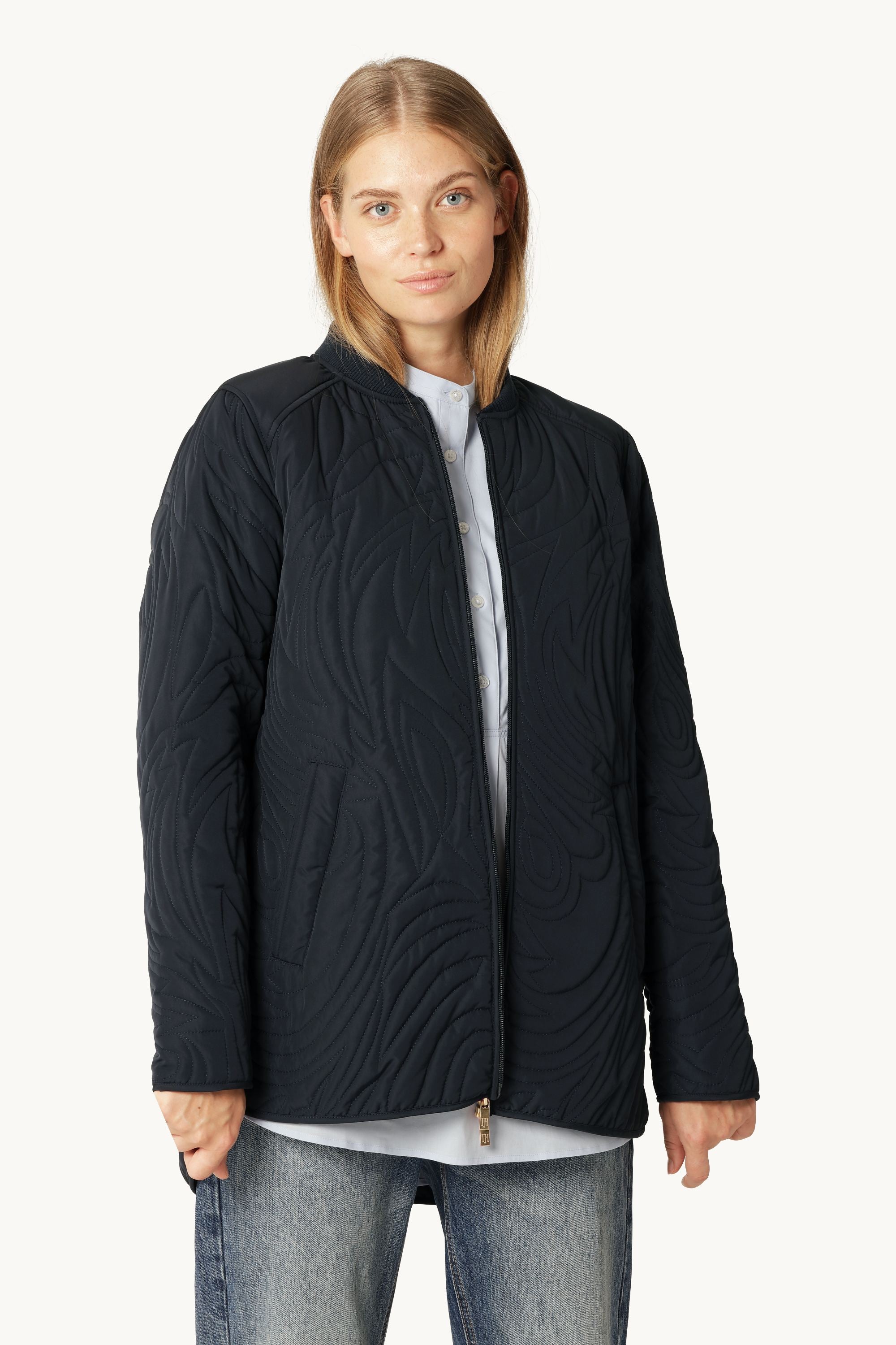 Kort Quiltet Jakke - Dark Indigo