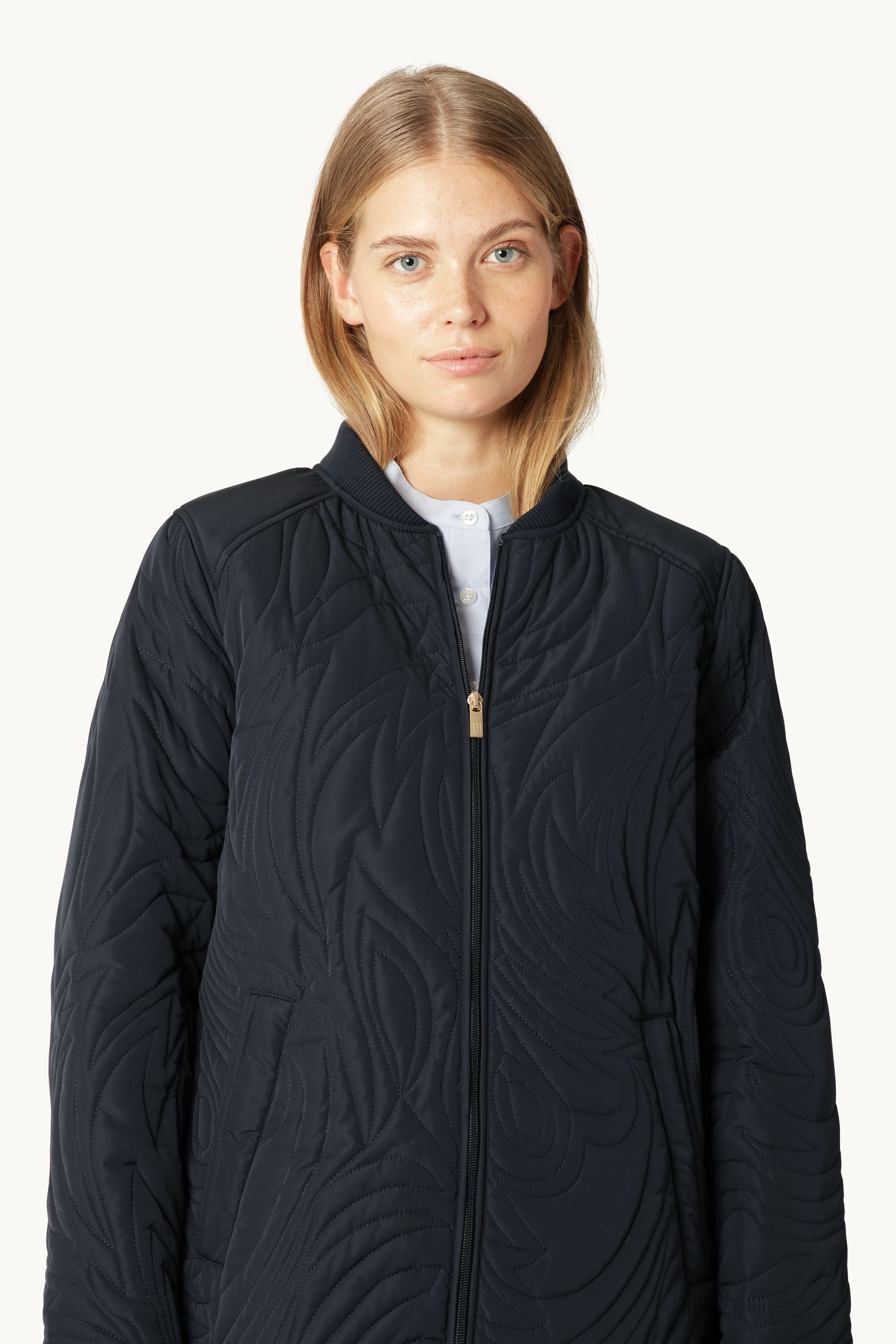 Kort Quiltet Jakke - Dark Indigo