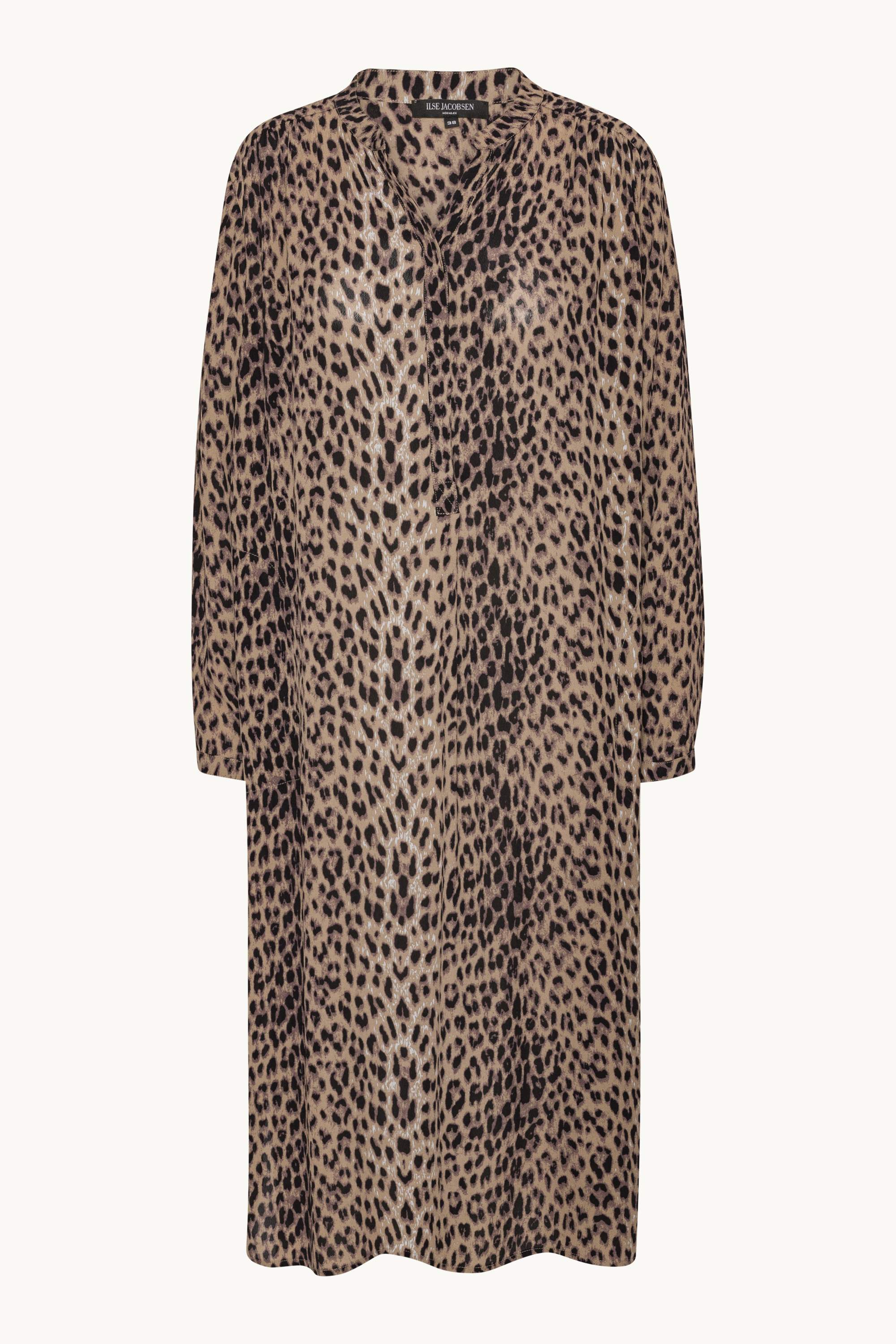 Tunika Kjole med Halv Knappestolpe - Brown Panthera Print