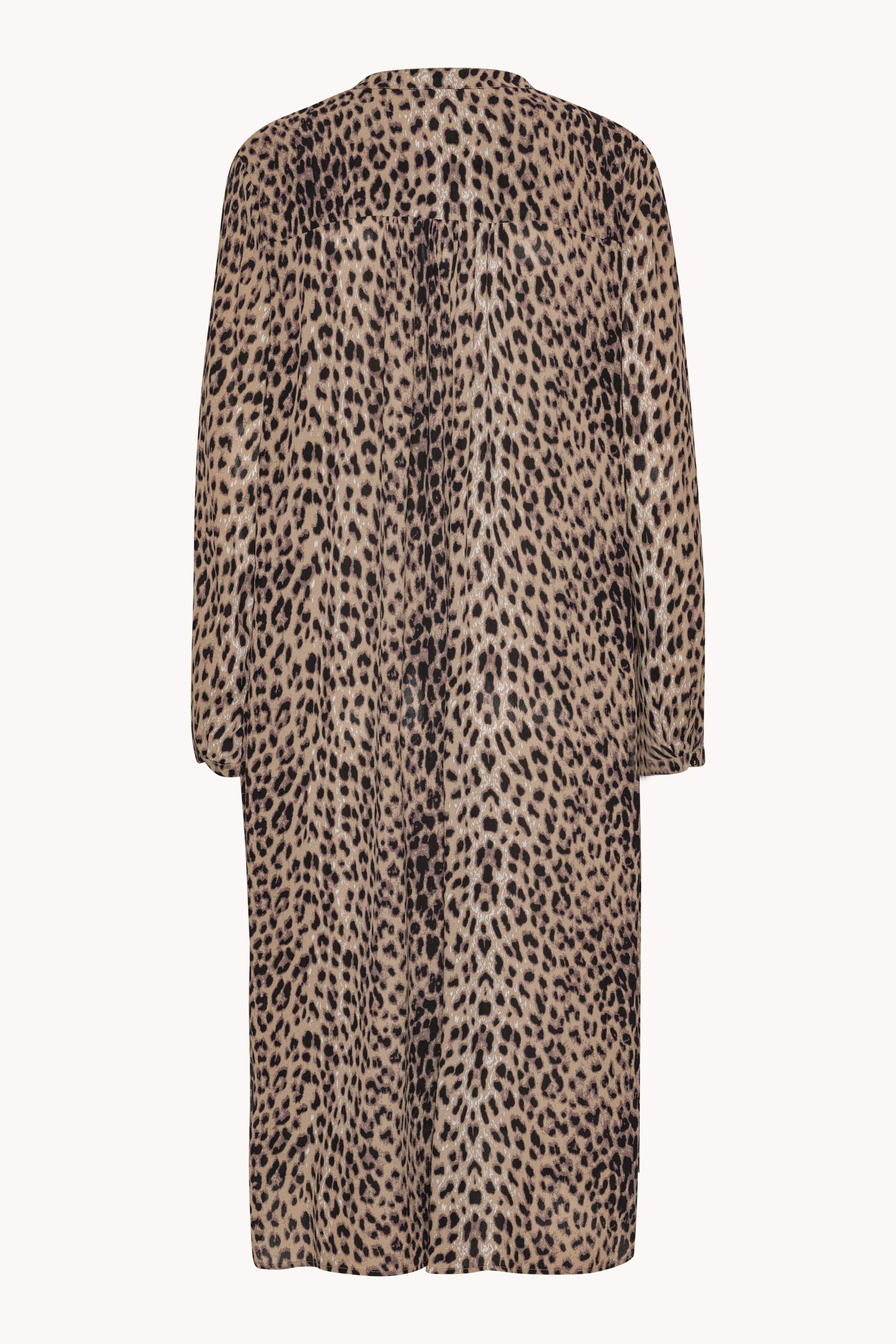 Tunika Kjole med Halv Knappestolpe - Brown Panthera Print