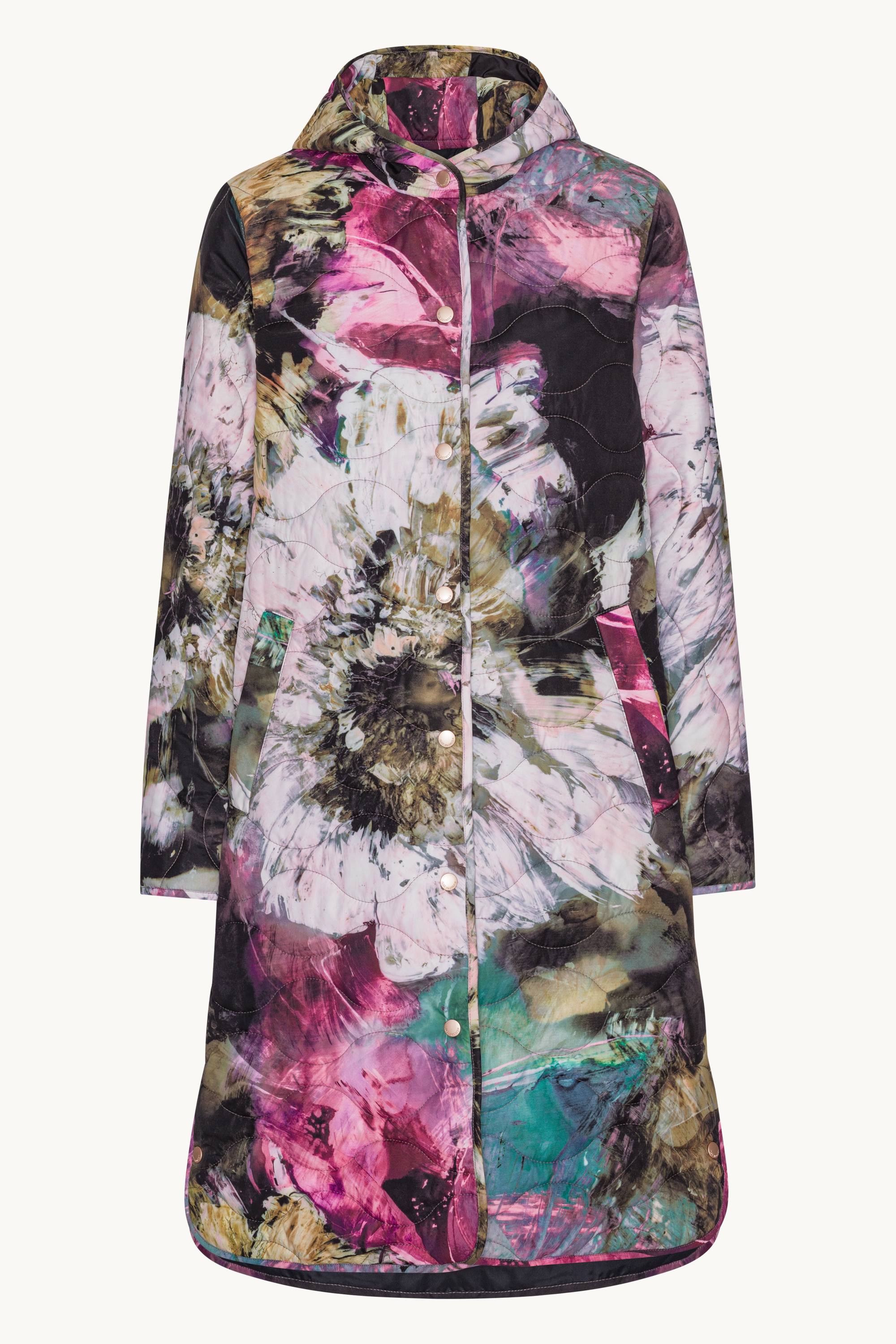 Lang Quiltet Jakke - Artistic Flower Print