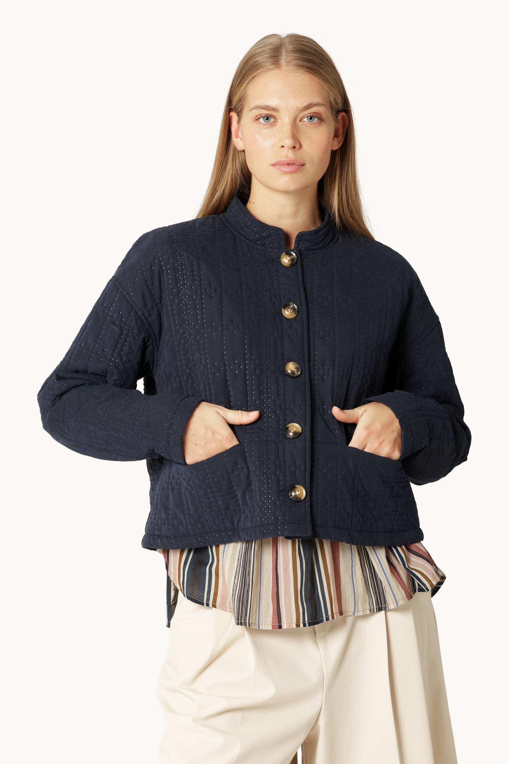 Kort Quiltet Jakke - Dark Indigo