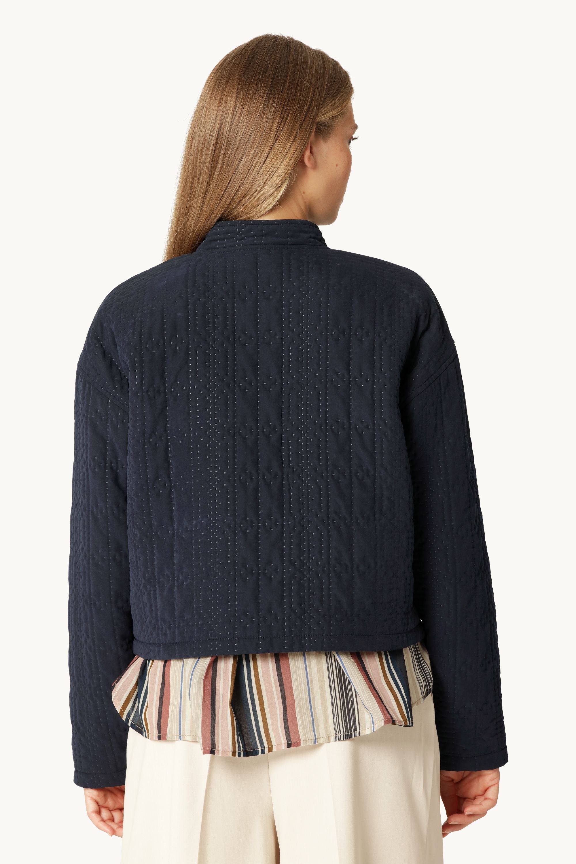 Kort Quiltet Jakke - Dark Indigo