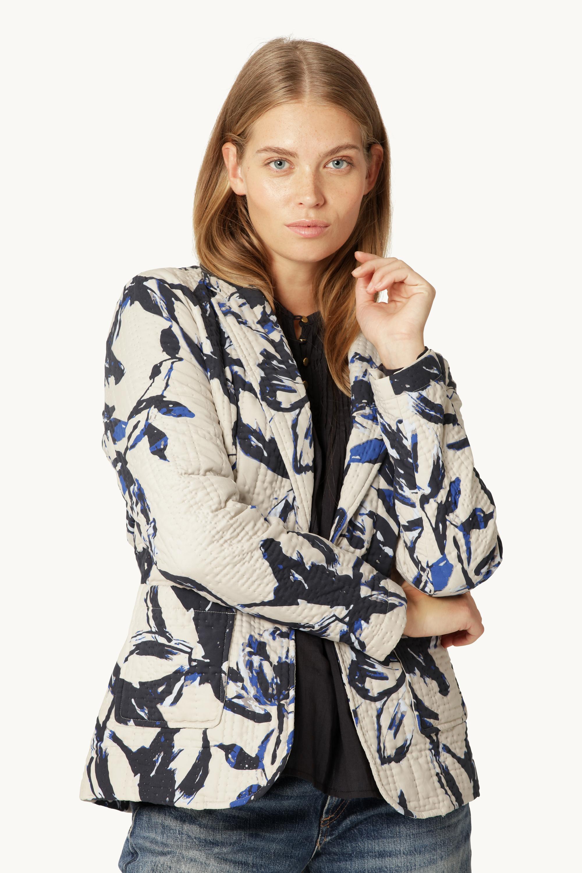 Quiltet Blazer - Beige Artsy Stroke Flower