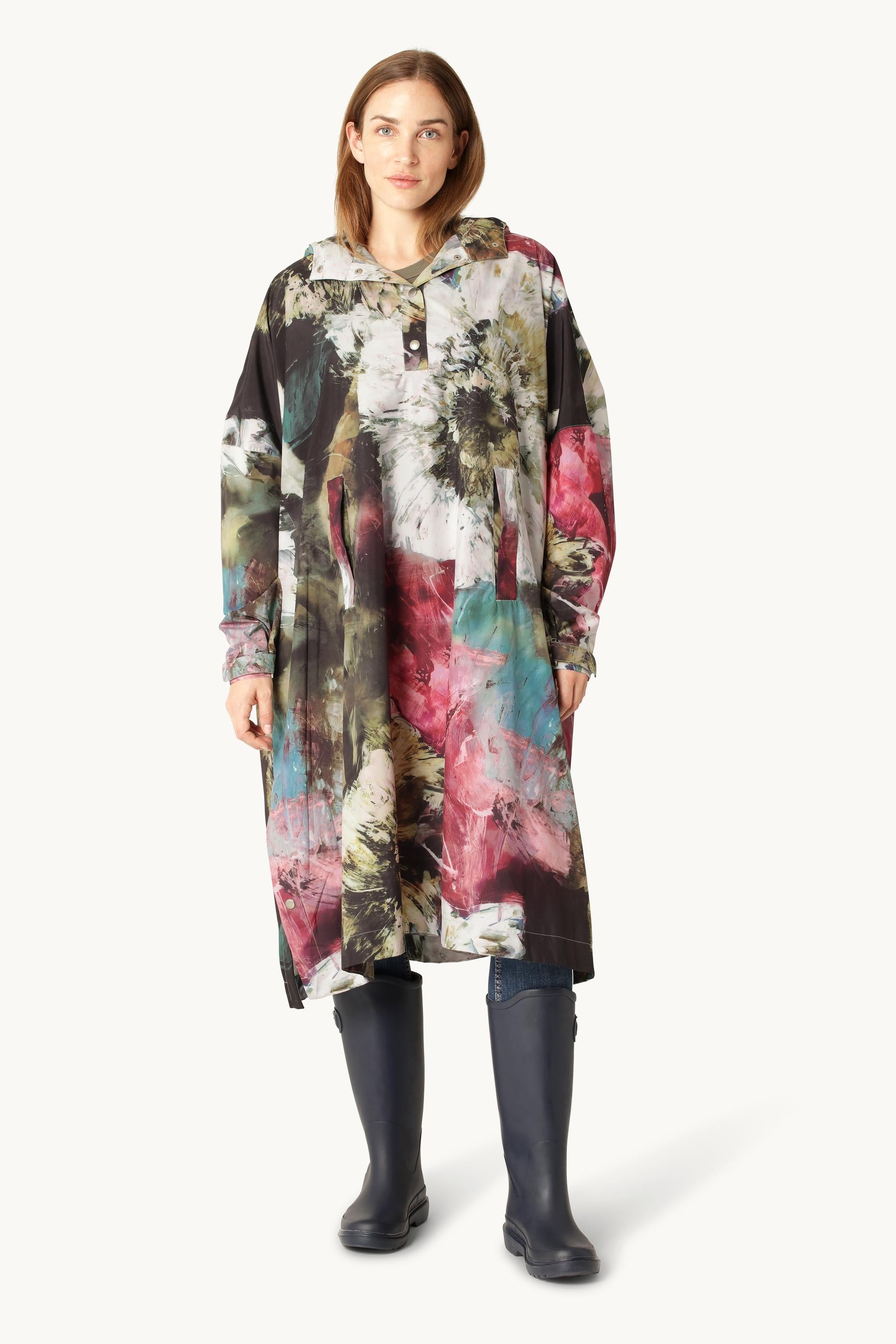 Regnponcho - Artistic Flower Print
