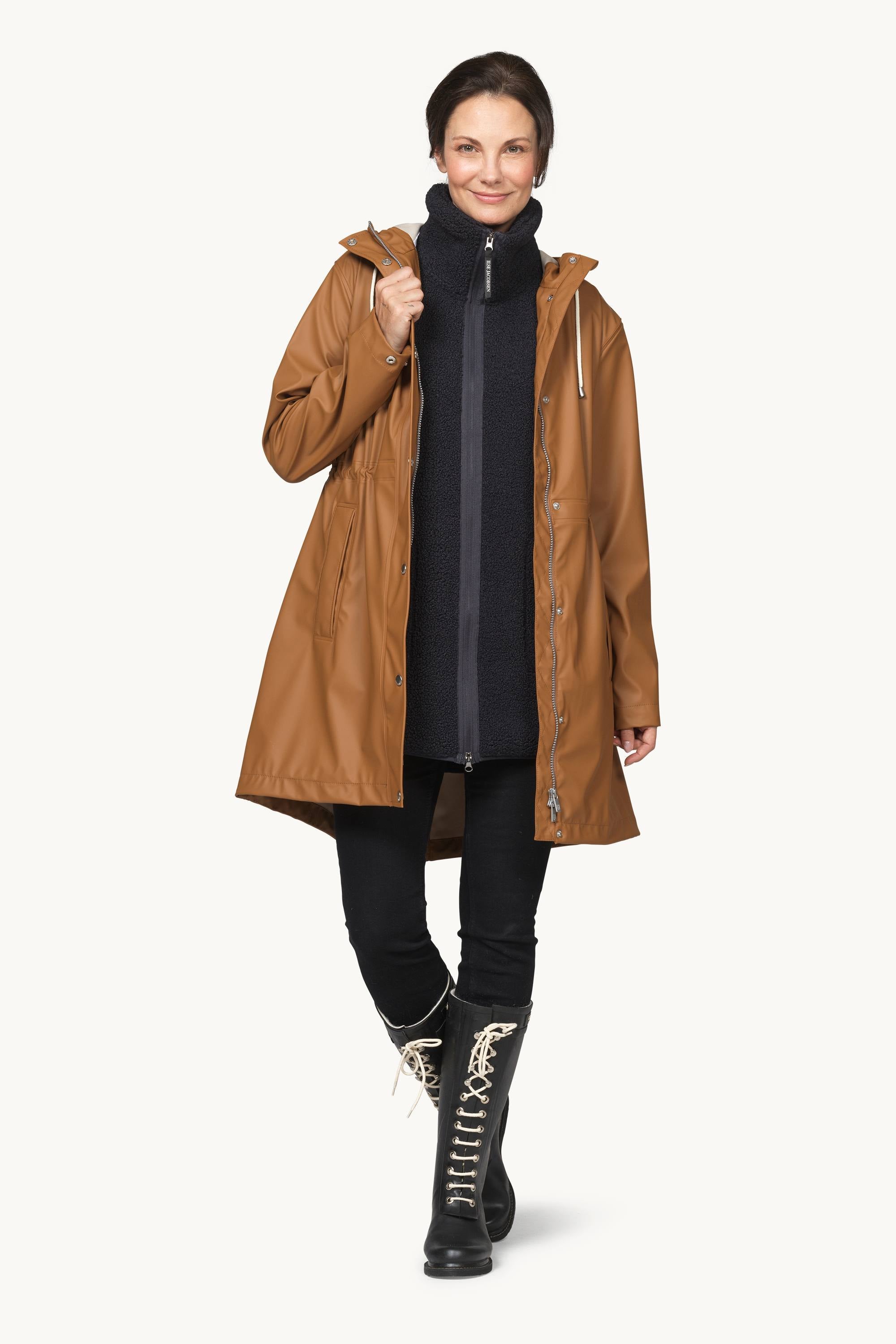 Long Parka Rain Jacket - Toffee