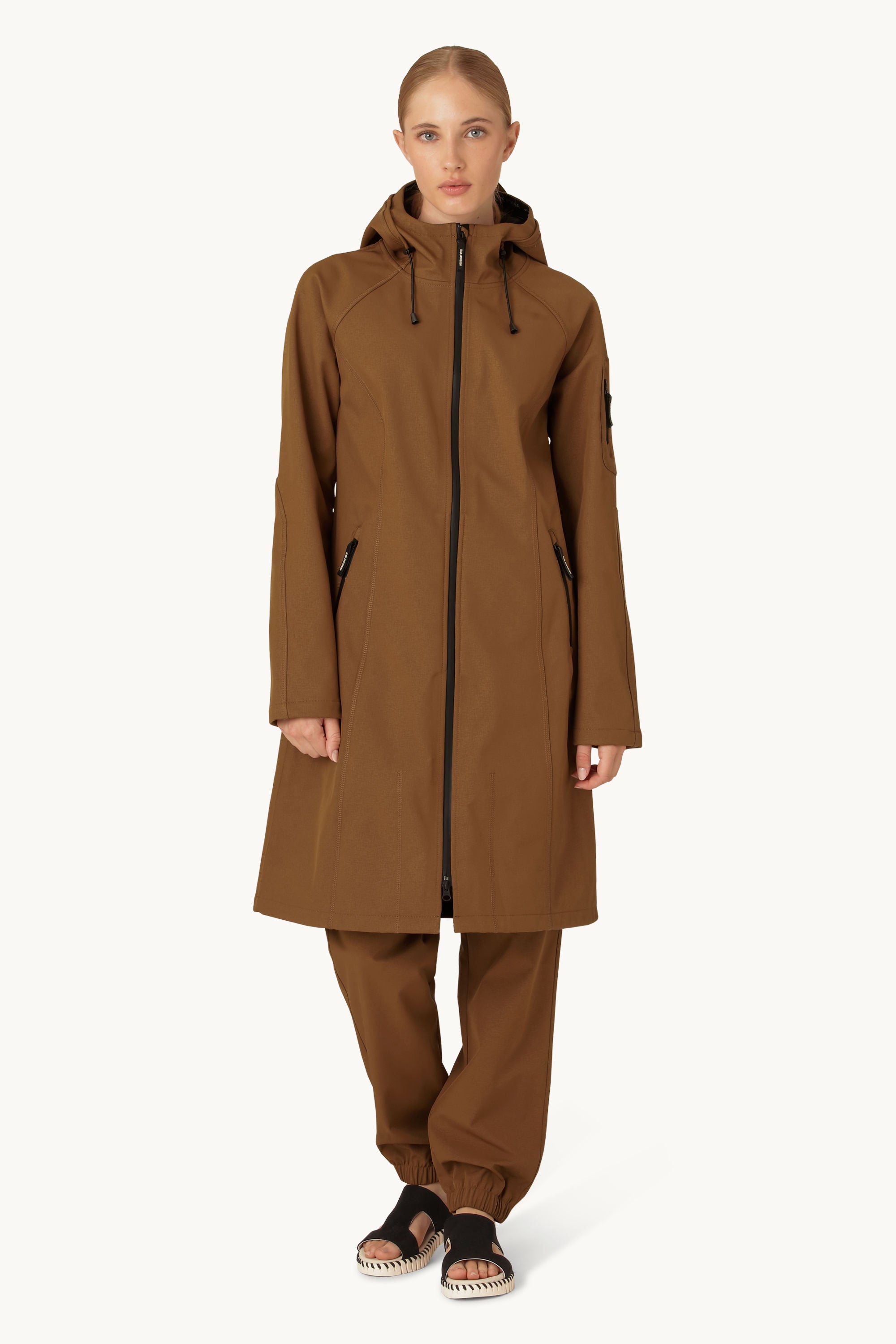 Long Softshell Raincoat - Walnut