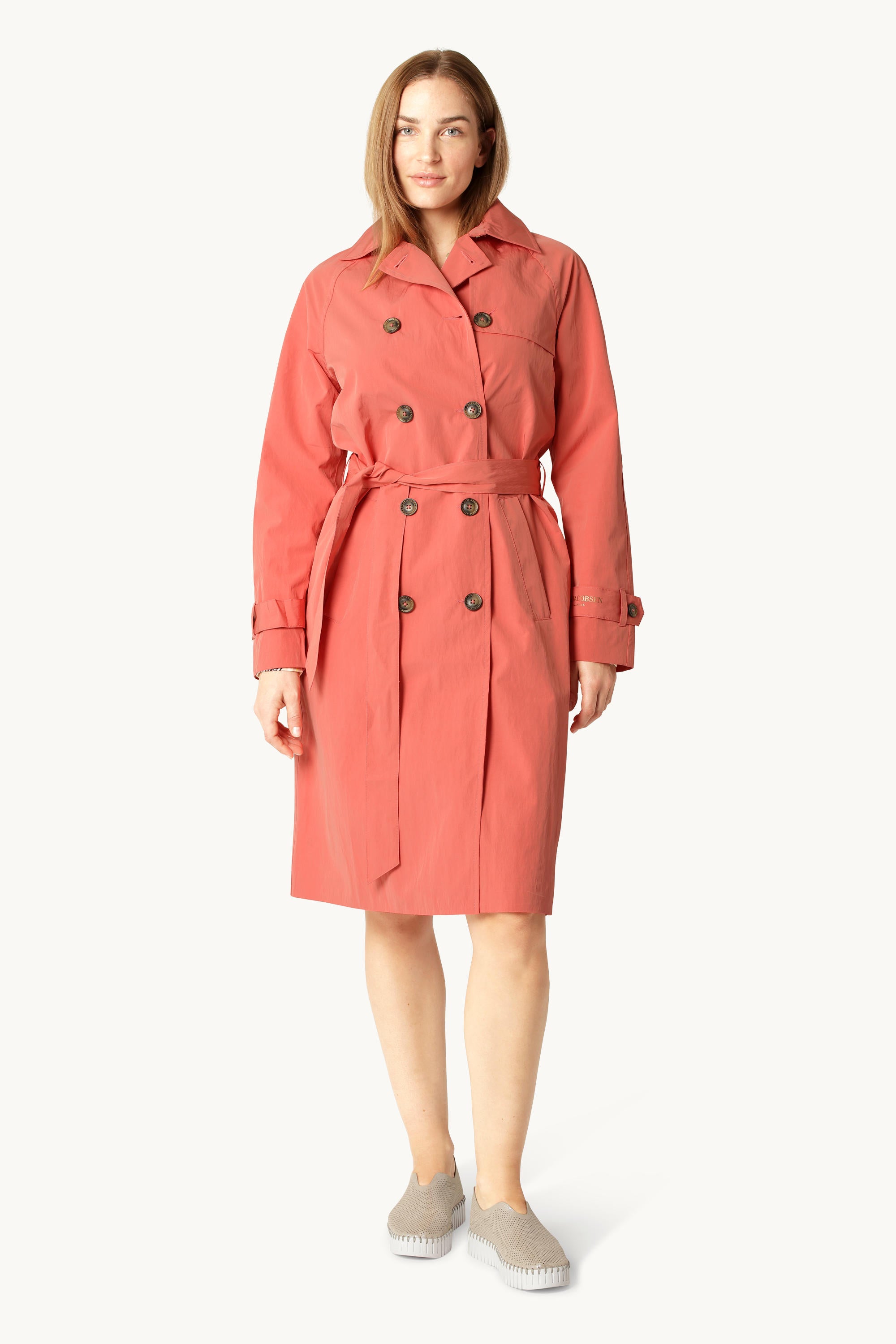 Teknisk Trench Regnjakke - Spiced Coral