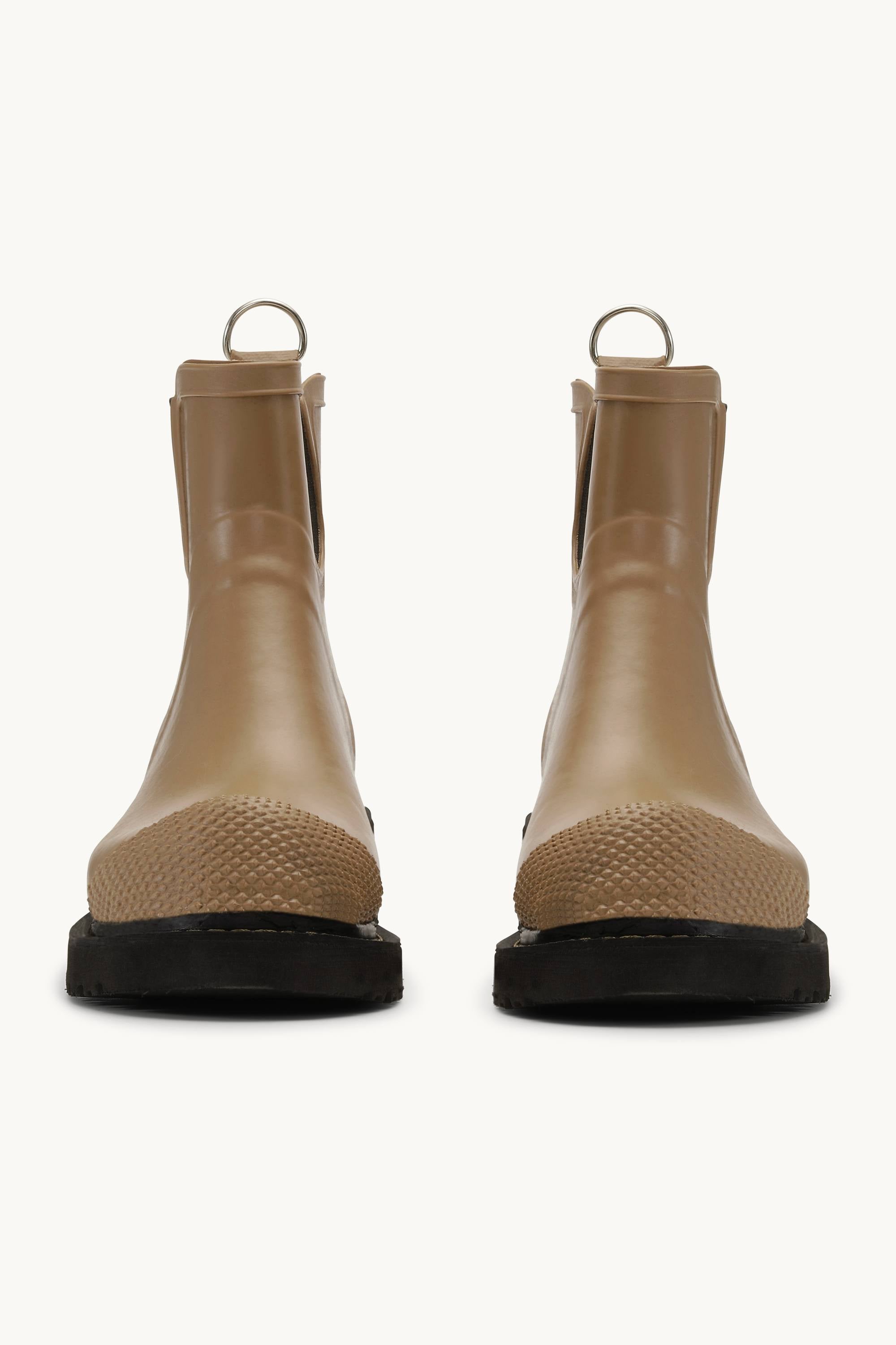 Short Rubber Boots With High Heel - Otter