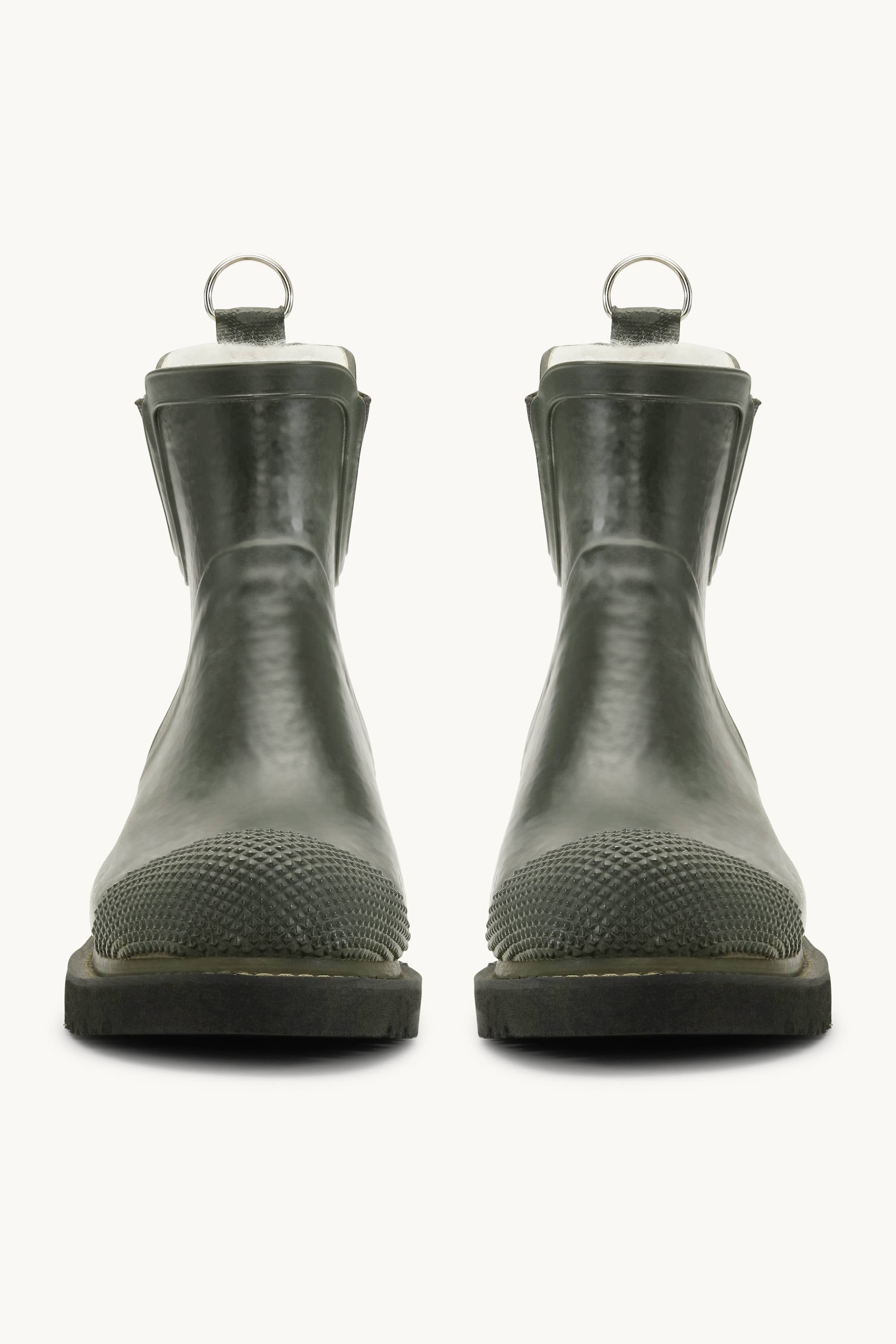 Short Rubber Boots With High Heel - Army
