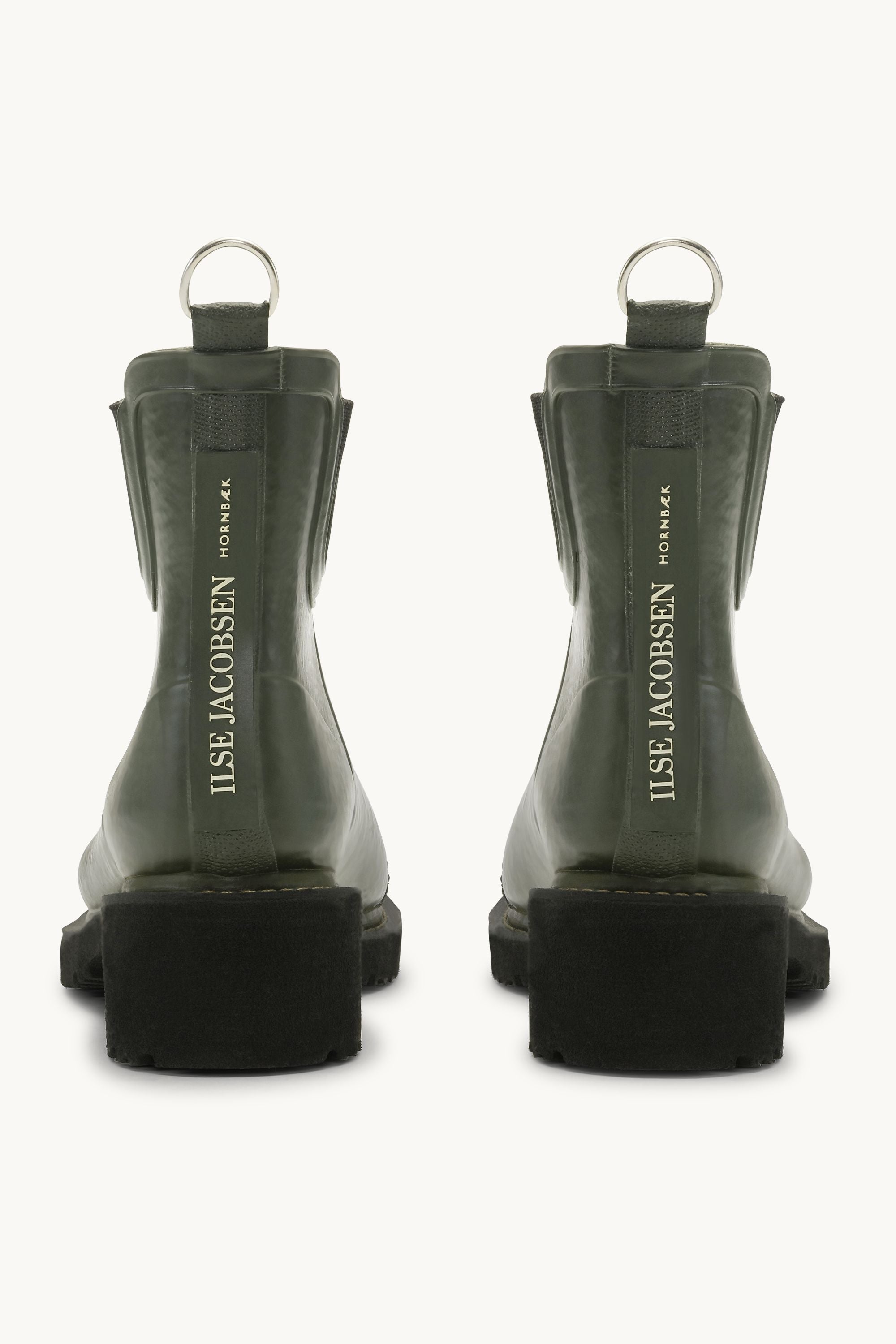 Short Rubber Boots With High Heel - Army