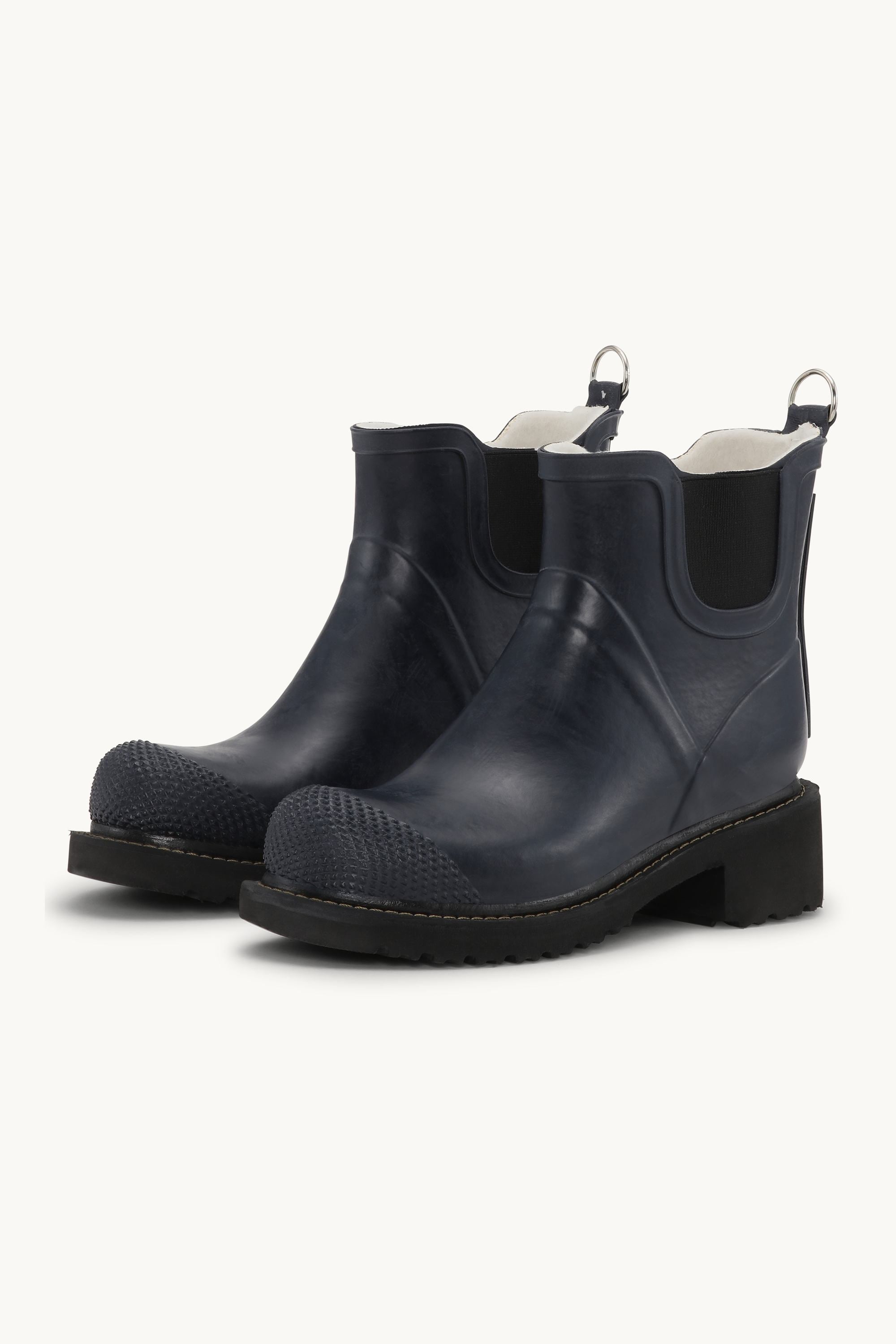 Short Rubber Boots With High Heel - Dark Indigo