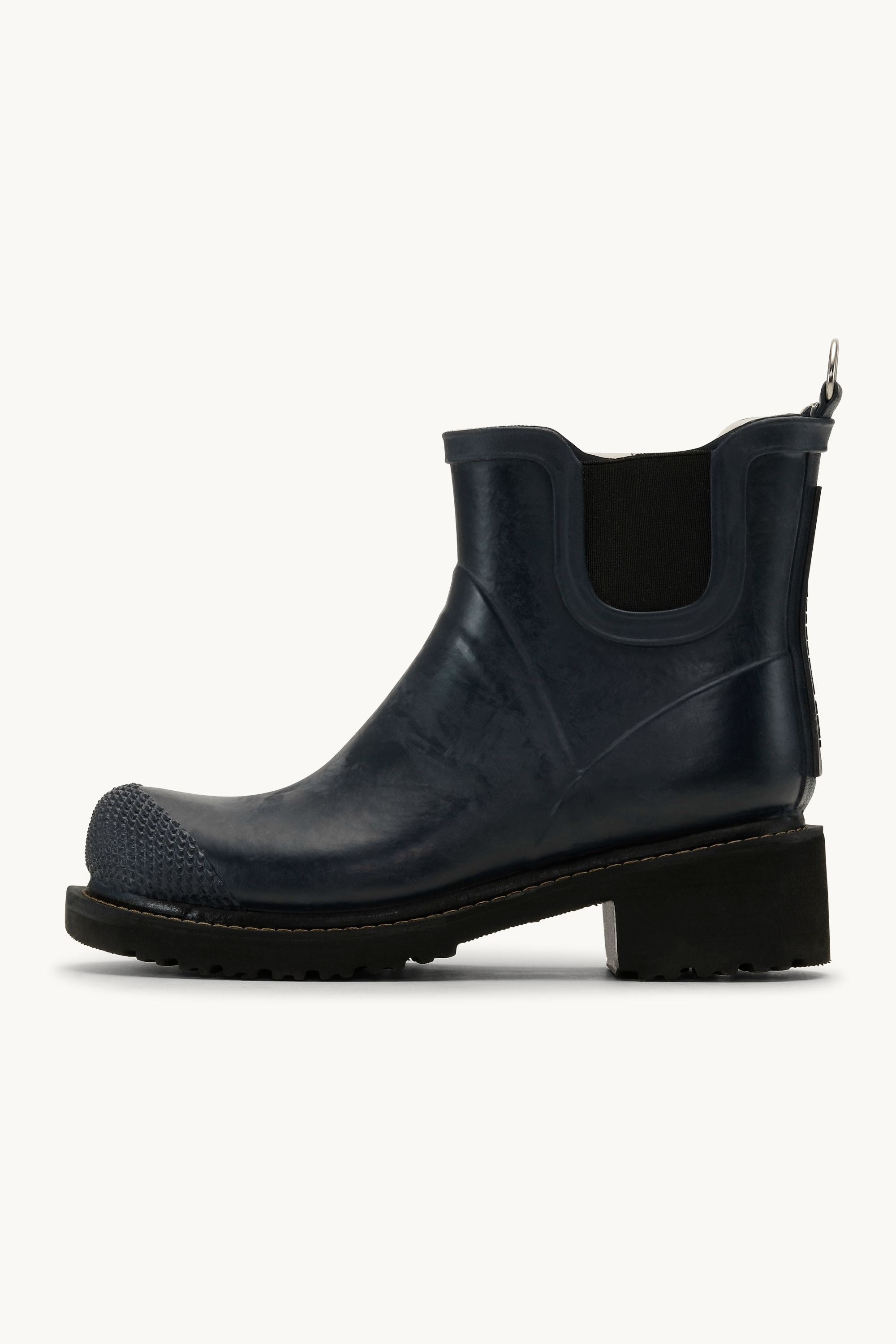 Short Rubber Boots With High Heel - Dark Indigo