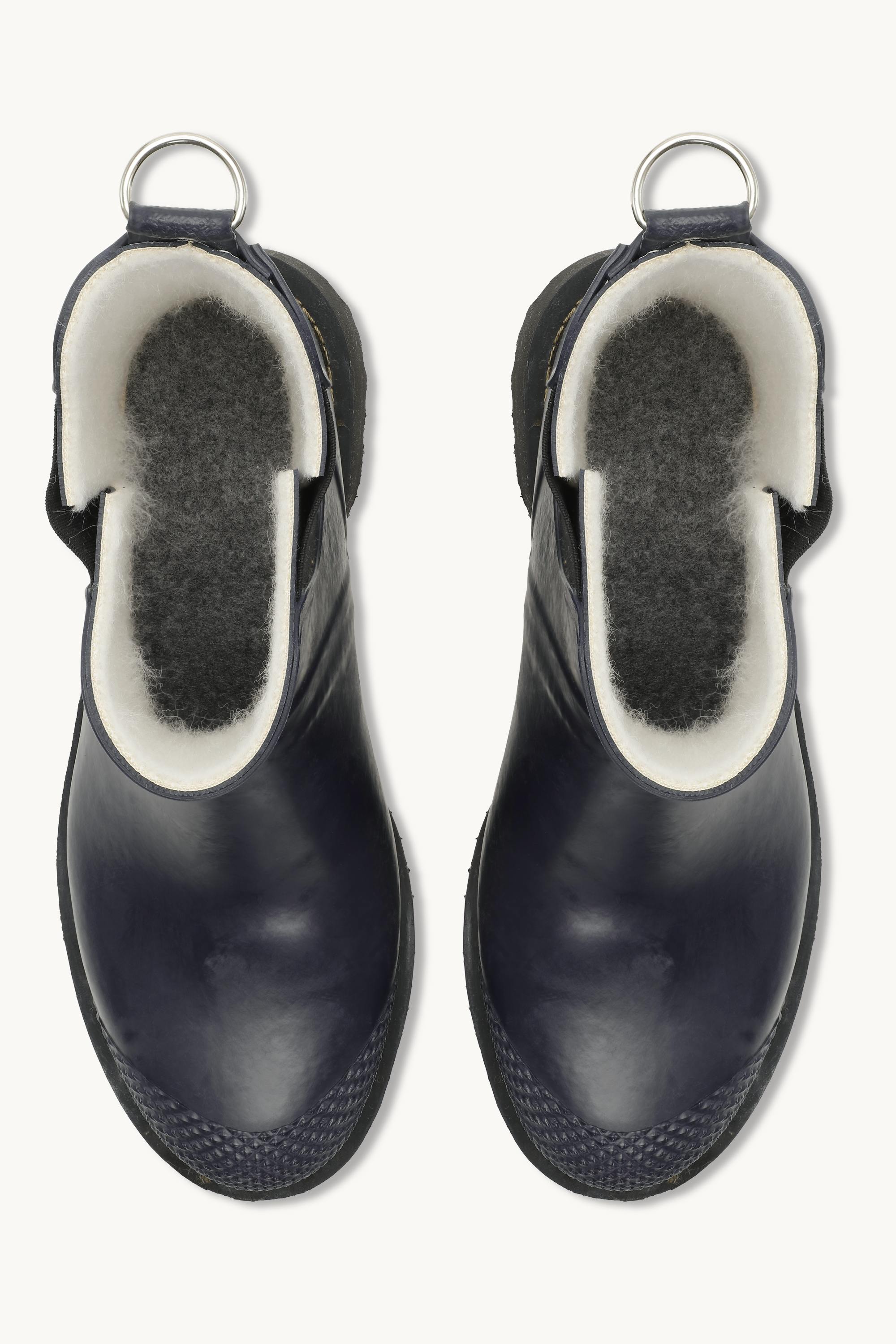 Short Rubber Boots With High Heel - Dark Indigo