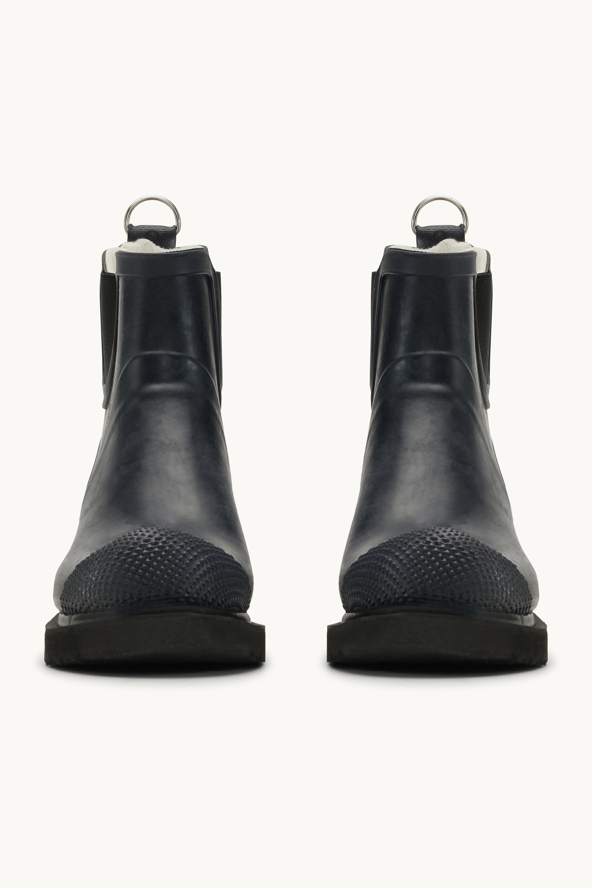 Short Rubber Boots With High Heel - Dark Indigo