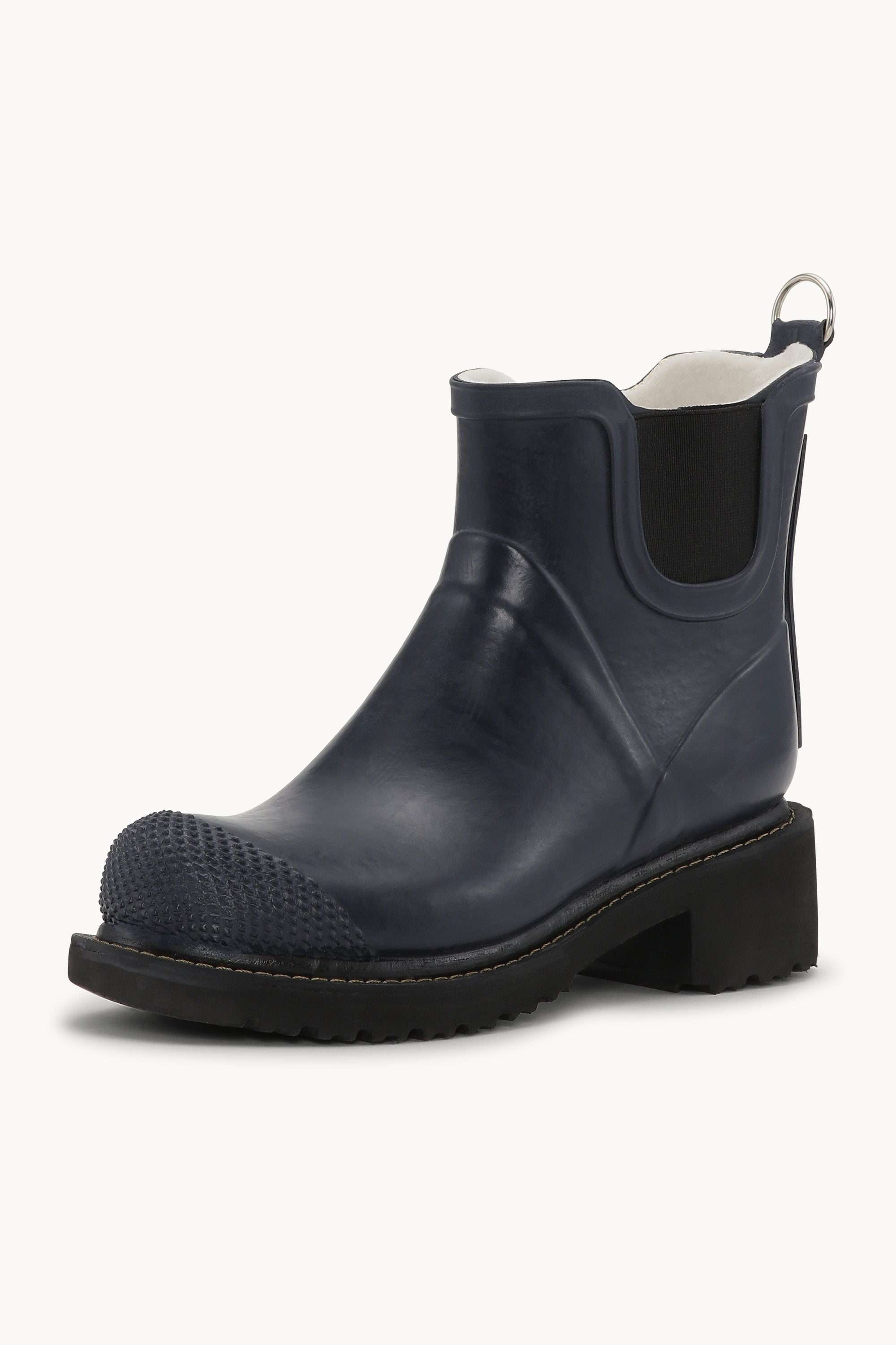 Short Rubber Boots With High Heel - Dark Indigo