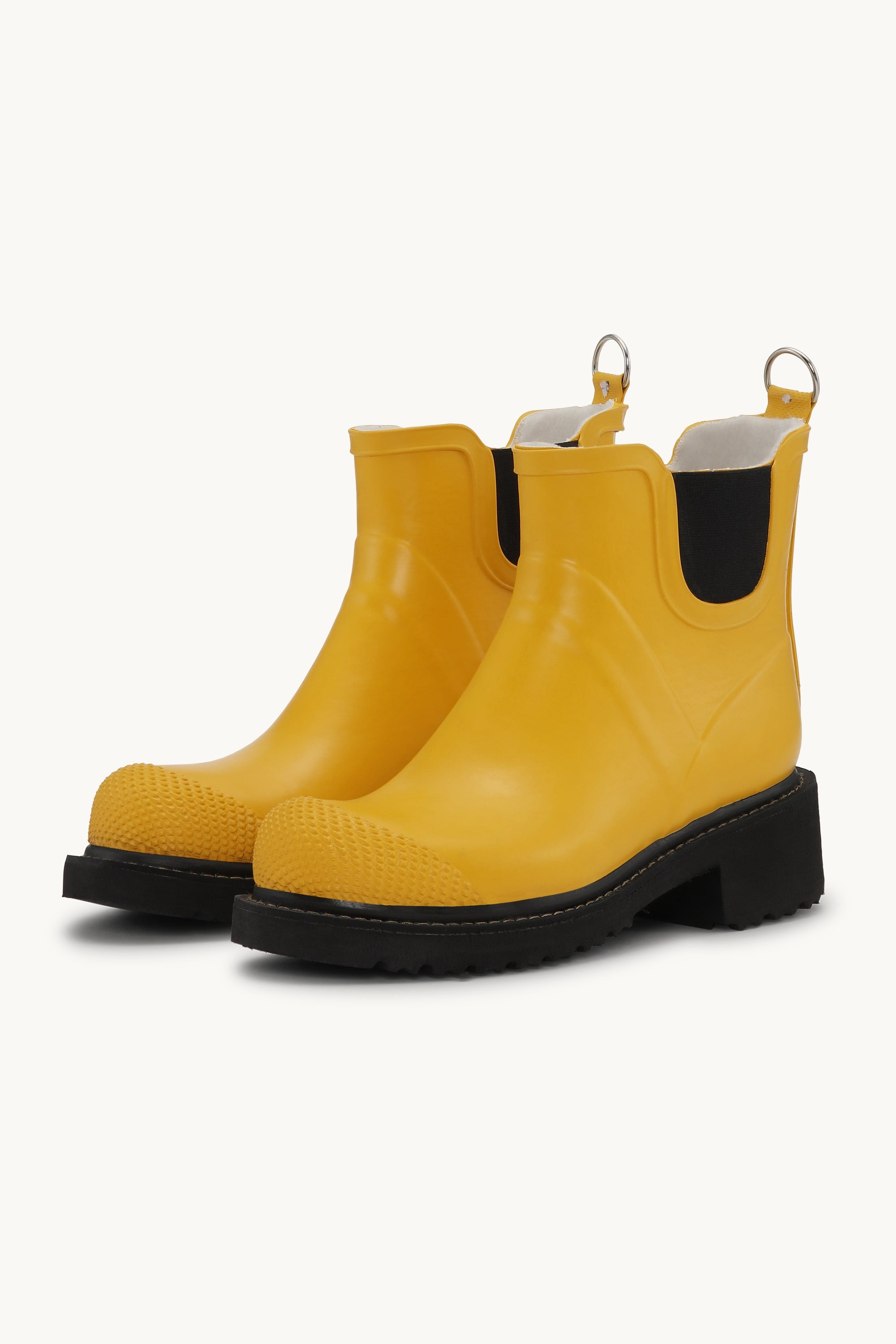 Short Rubber Boots With High Heel - Cyber Yellow