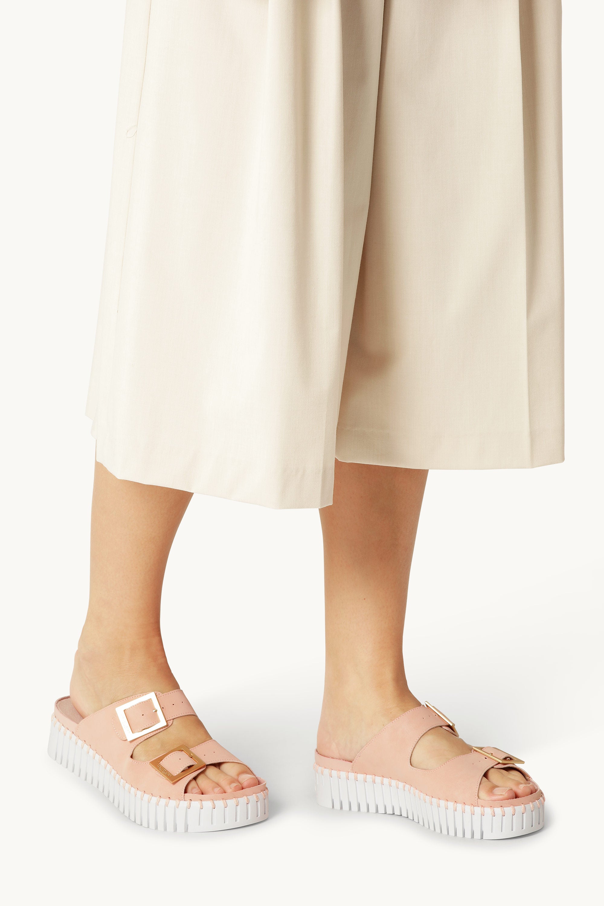 Platåsandaler Spenne - Adobe Rose White