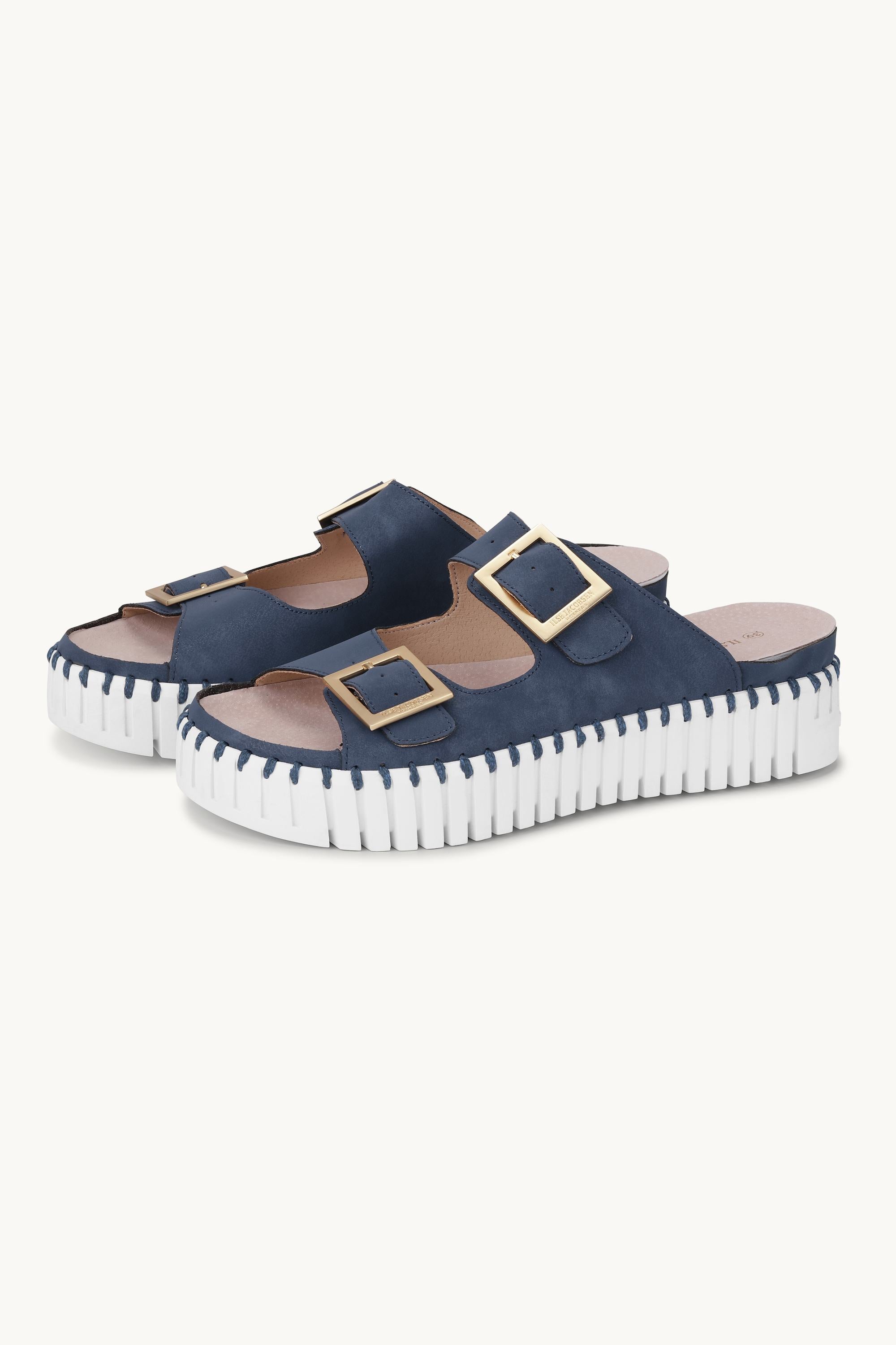 Platåsandaler Spenne - Blue Greyness White