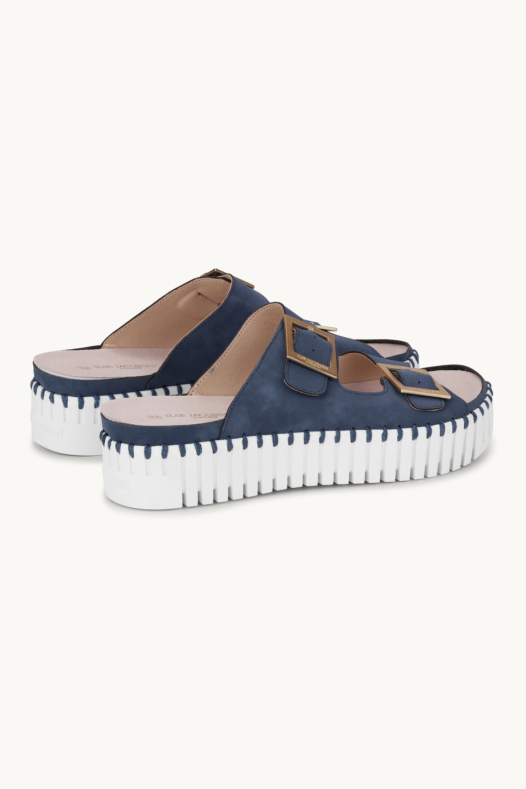 Platåsandaler Spenne - Blue Greyness White