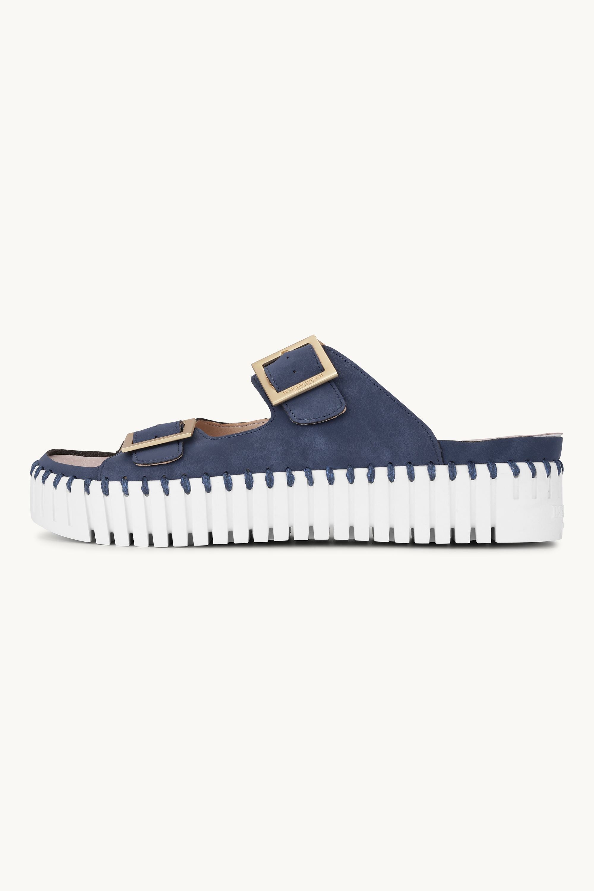Platåsandaler Spenne - Blue Greyness White