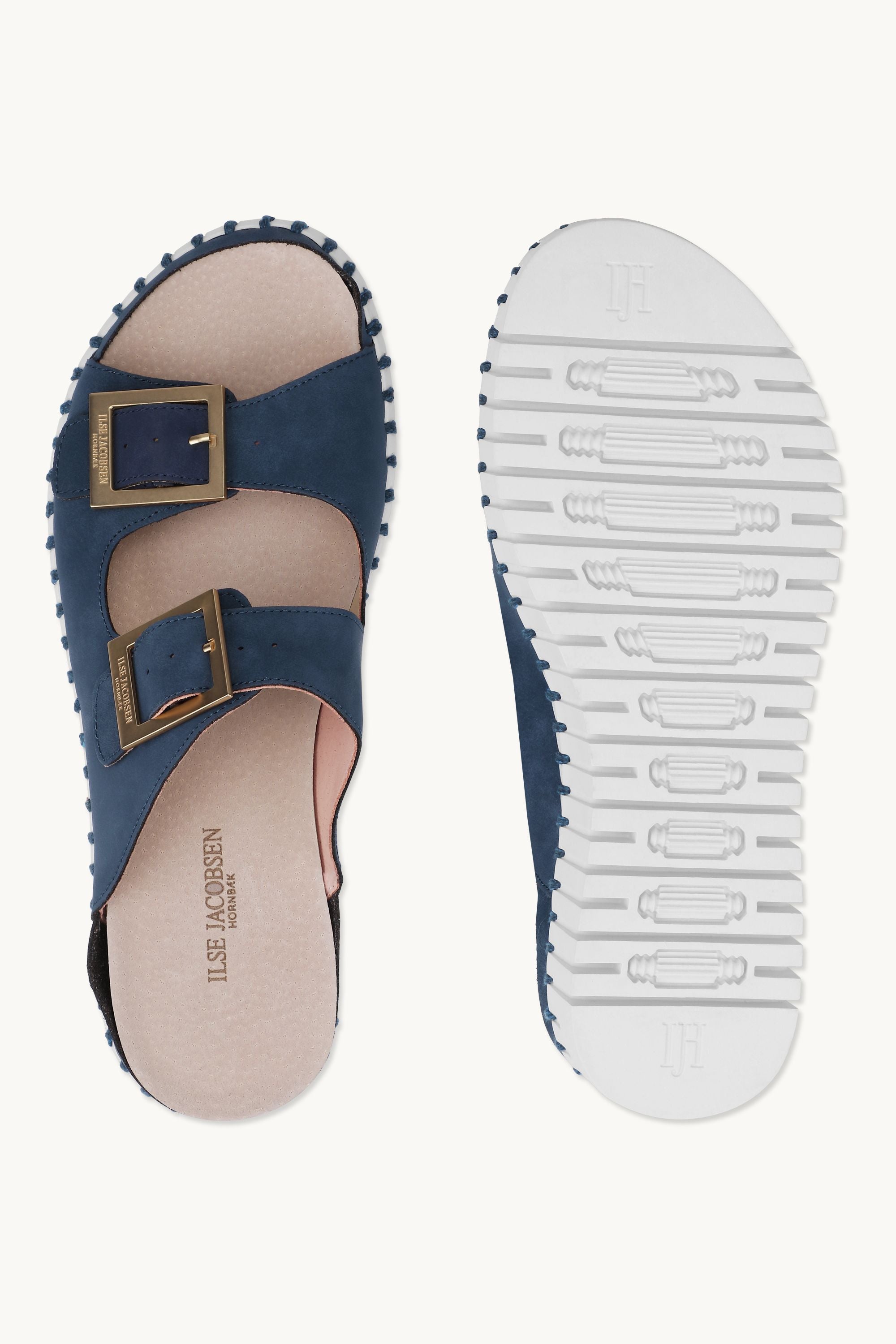 Platåsandaler Spenne - Blue Greyness White