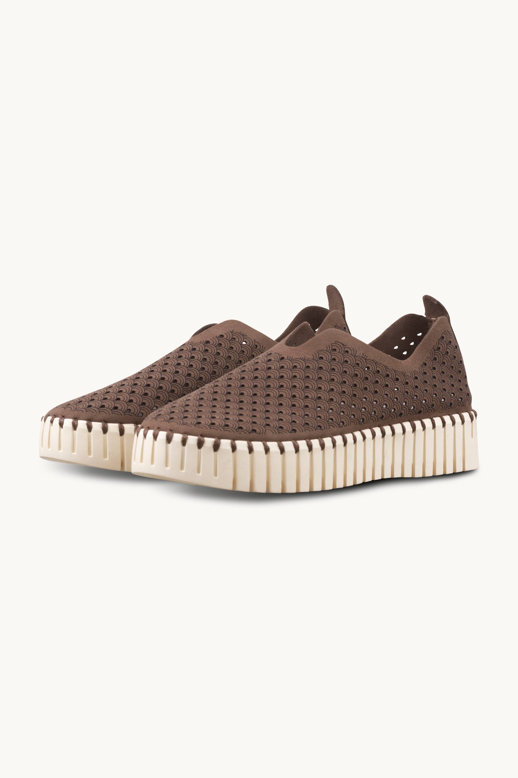 Platform Tulip Sko - Brown Pearled Ivory