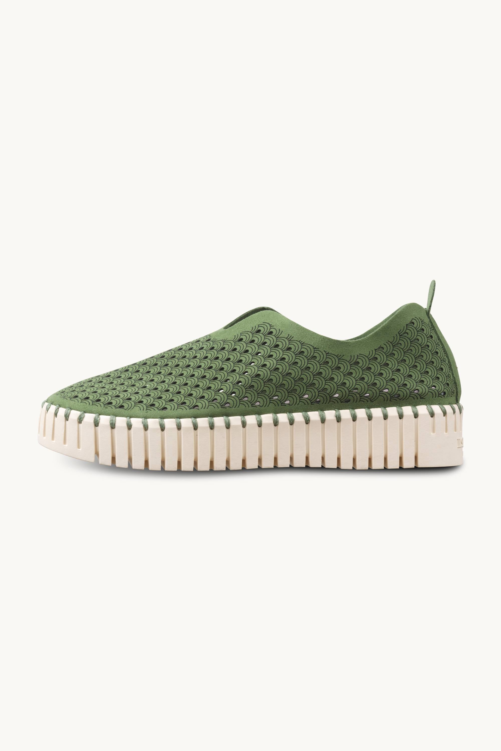 Platform Tulip Sko - Artichoke Green Pearled Ivory