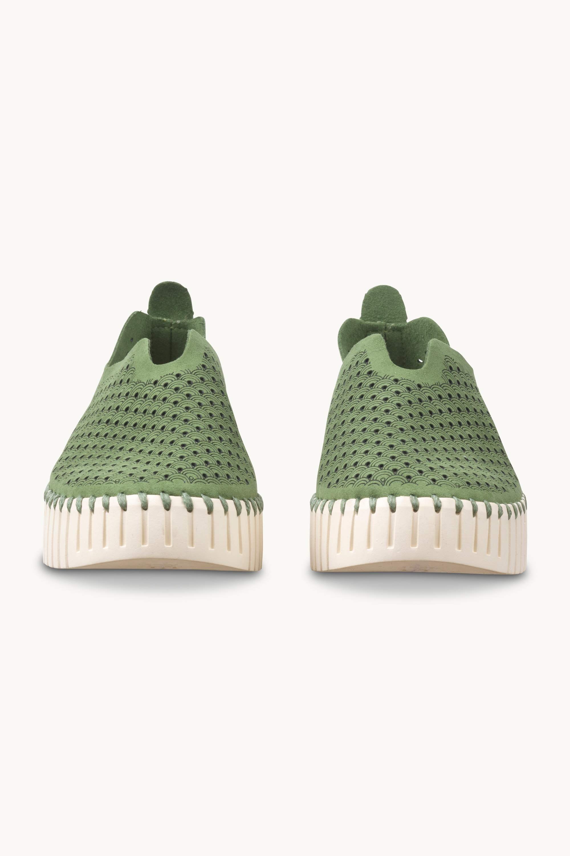 Platform Tulip Sko - Artichoke Green Pearled Ivory